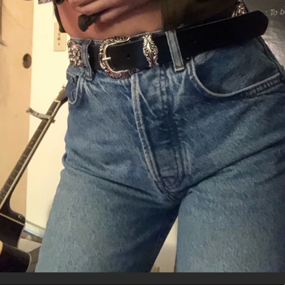 Black & Silver Leather UO Belt